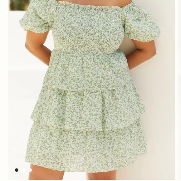 English Factory Plus Puff-Sleeve Smocked Tiered Dress size 1X cotton - Picture 1 of 8
